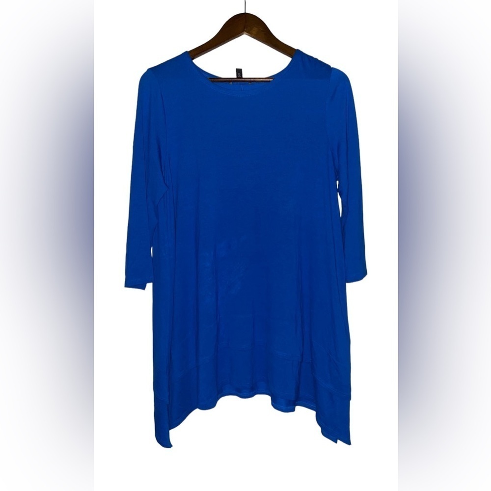 Eileen Fisher Asymmetrical Hem Tunic Top Women M Office Work Lagenlook Sharkbite